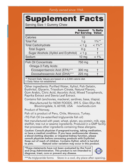 NOW Supplements, Omega-3 Fish Oil Gummy Chews, 36 Gummy Chews