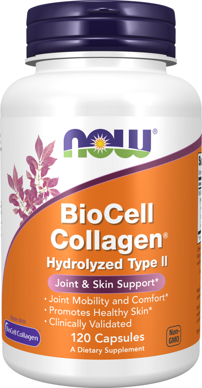 NOW Supplements, BioCell Collagen® Hydrolyzed Type II, 120 Veg Caps