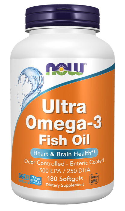 NOW Supplements, Ultra Omega-3 Molecularly Distilled, 180 Softgels