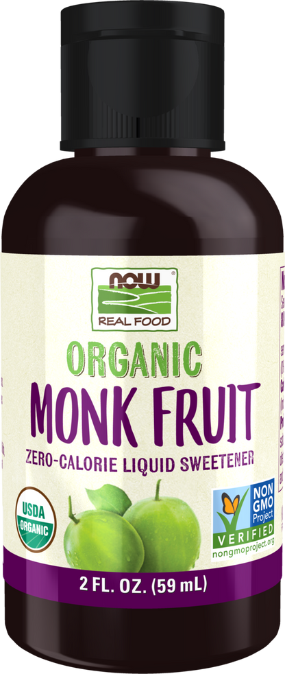 NOW Foods, Organic Monk Fruit, Zero-Calorie Liquid Sweetener, 2 fl. oz