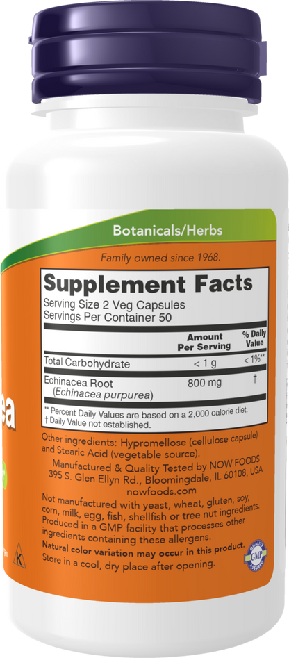 NOW Supplements, Echinacea 400 mg, Immune System Support*, 100 Veg Caps