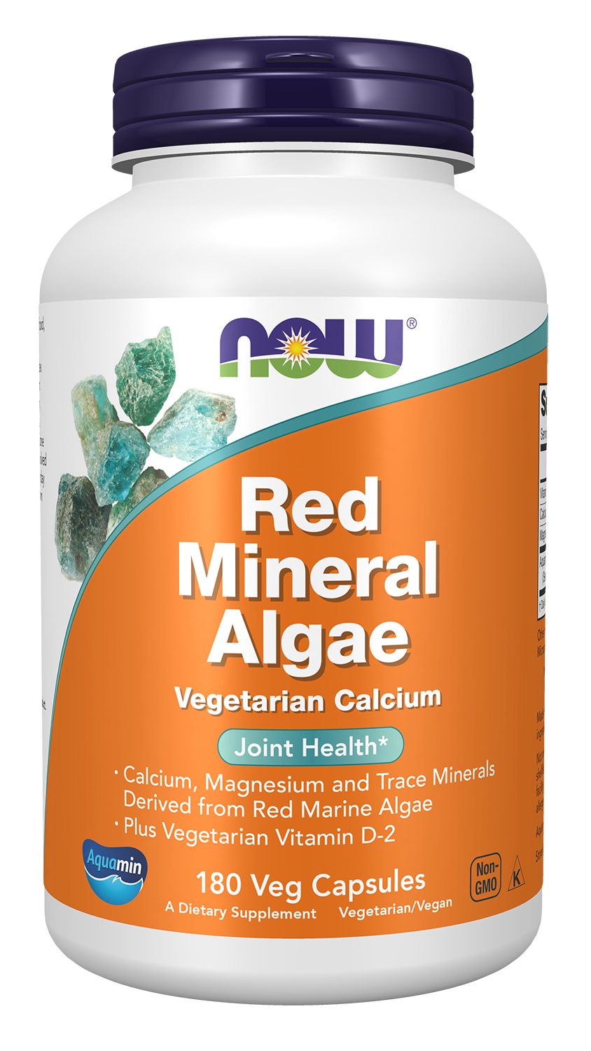 NOW Supplements, Red Mineral Algae Plus Vitamin D-2, 180 Veg Caps