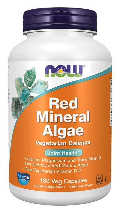 NOW Supplements, Red Mineral Algae Plus Vitamin D-2, 180 Veg Caps