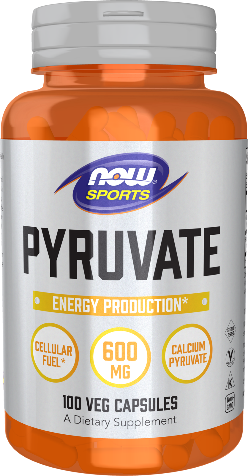 NOW Sports, Pyruvate 600 mg, Energy Production*, 100 Veg Caps