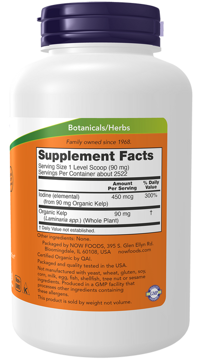 NOW Supplements, Kelp Powder, Certified Organic, Super Green, 8-oz