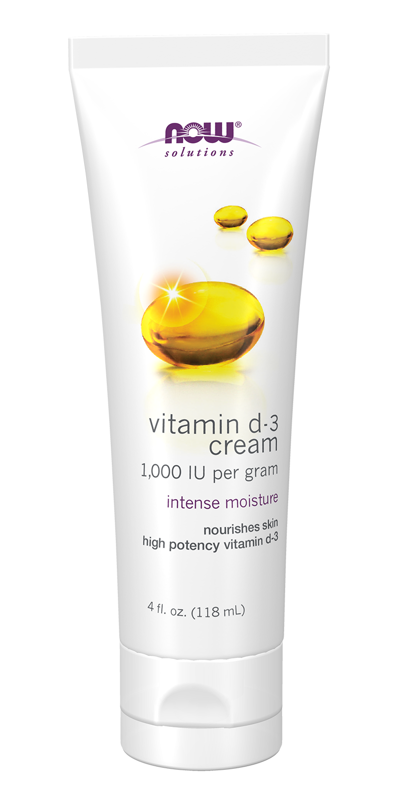 NOW Solutions, Vitamin D-3 Cream 1,000 IU/g, Intense Moisture, 4 fl. oz