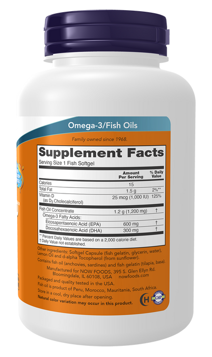 NOW Supplements, Ultra Omega 3-D™, Omega-3 Fish Oil, 90 Softgels