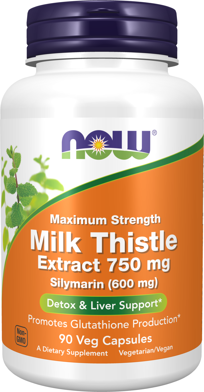 NOW Supplements, Milk Thistle Extract, 750 mg, Silymarin 600mg, 90 Veg Caps