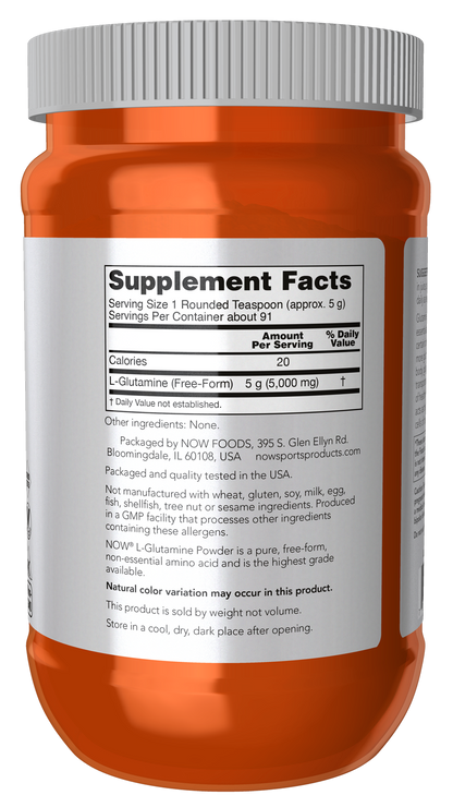 NOW Sports, L-Glutamine Powder, Amino Acid, 1 lb