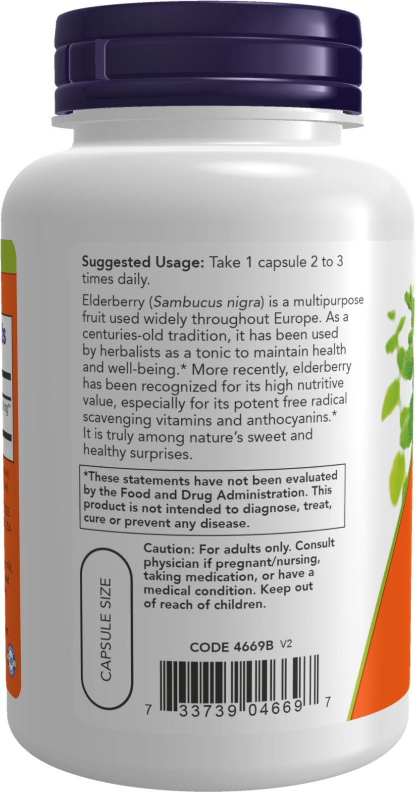 NOW Supplements, Elderberry (Sambucus nigra) 500 mg, 120 Veg Caps