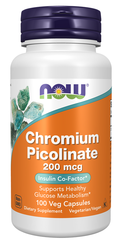 NOW Supplements, Chromium Picolinate 200 mcg, 100 Veg Caps