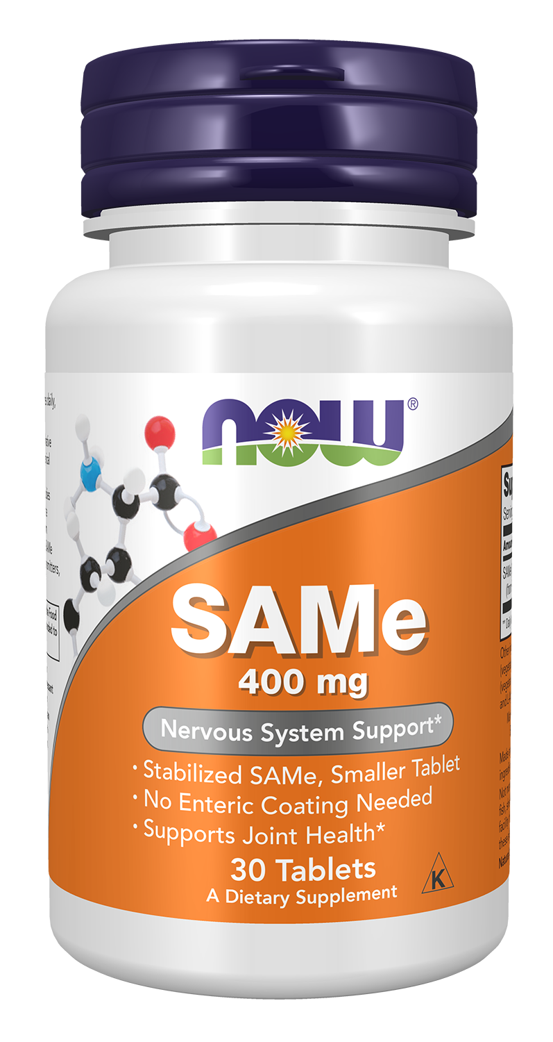 NOW Supplements, SAMe 400 mg, Nervous System Support*, 30 Tabs