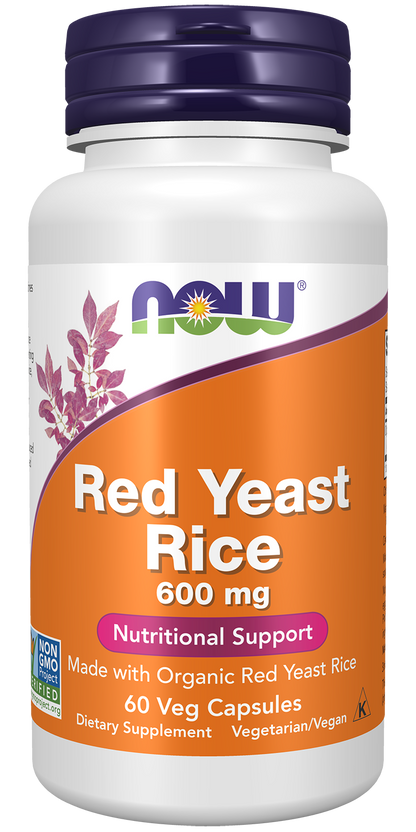 NOW Supplements, Red Yeast Rice 600 mg, Organic Red Yeast Rice, 60 Veg Caps