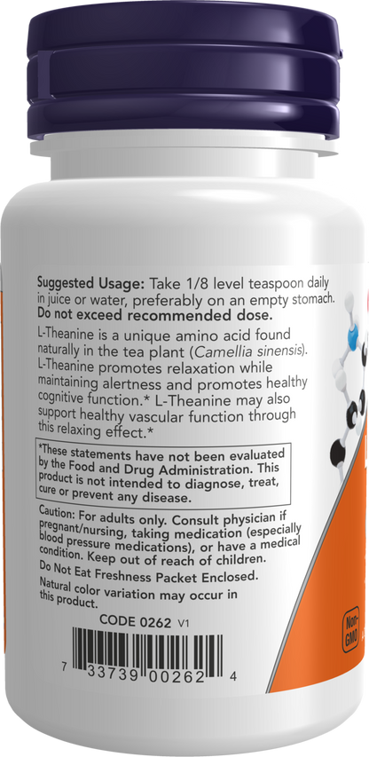 NOW Supplements, L-Theanine Pure Powder, Tension Management*, 1 oz