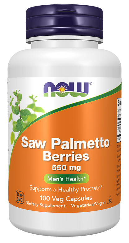 NOW Supplements, Saw Palmetto Berries 550 mg, Men's Health*, 100 Veg Caps