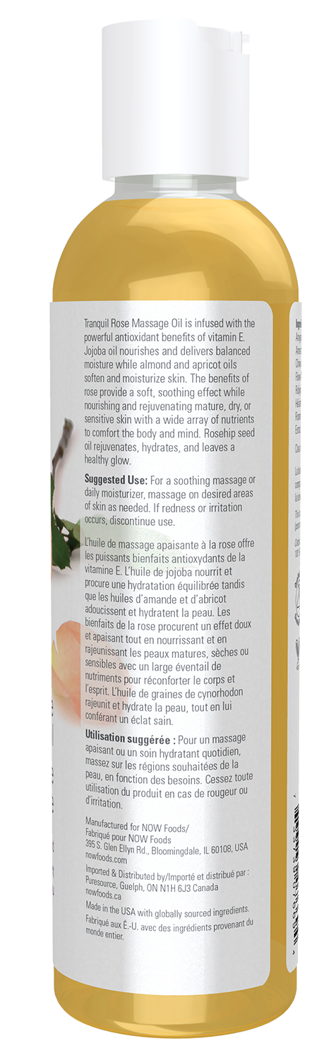NOW Solutions, Tranquil Rose Massage Oil, Body Moisturizer, 8 fl. oz