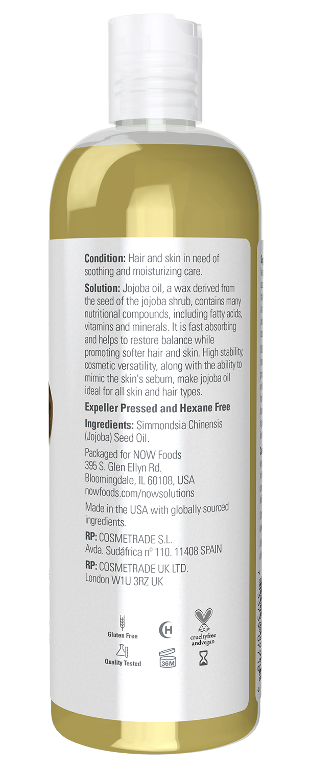 NOW Solutions, Jojoba Oil, Moisturizing, Multi-Purpose Oil, 16 fl. oz