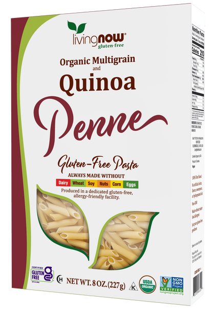 NOW Foods, Organic Quinoa Penne, Gluten-Free, Quinoa and Rice Pasta, 8 oz