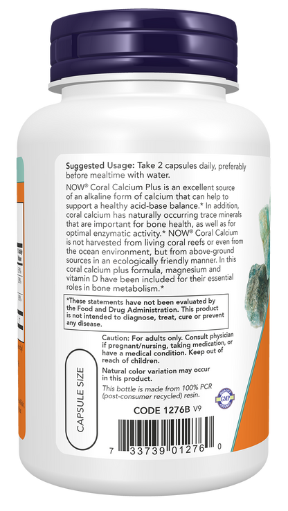 NOW Supplements, Coral Calcium Plus, Bone Health*, 100 Veg Caps