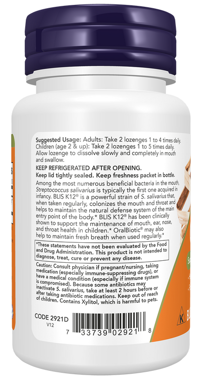 NOW Supplements, OralBiotic™, Adults, Kids, Strain Verified, 60 Lozenges