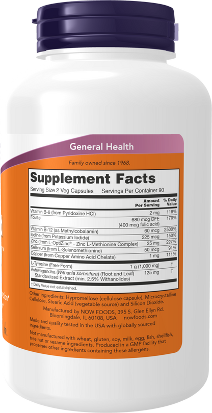 NOW Supplements, Thyroid Energy™, Iodine and Tyrosine, 180 Veg Caps