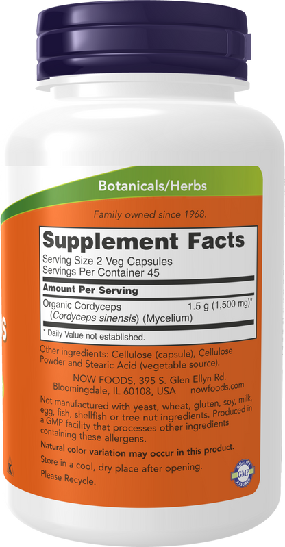 NOW Supplements, Cordyceps 750 mg, Healthy Immune Support*, 90 Veg Caps