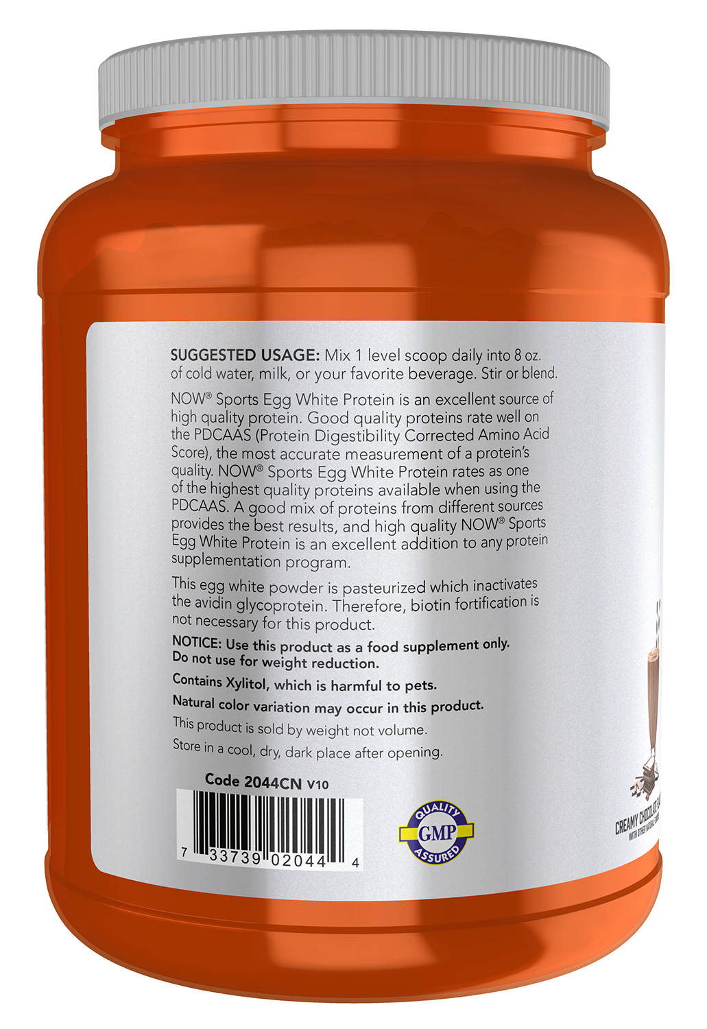 NOW Sports, Egg White Protein, 20g w/BCAAs, Creamy Chocolate, 1.5 lbs