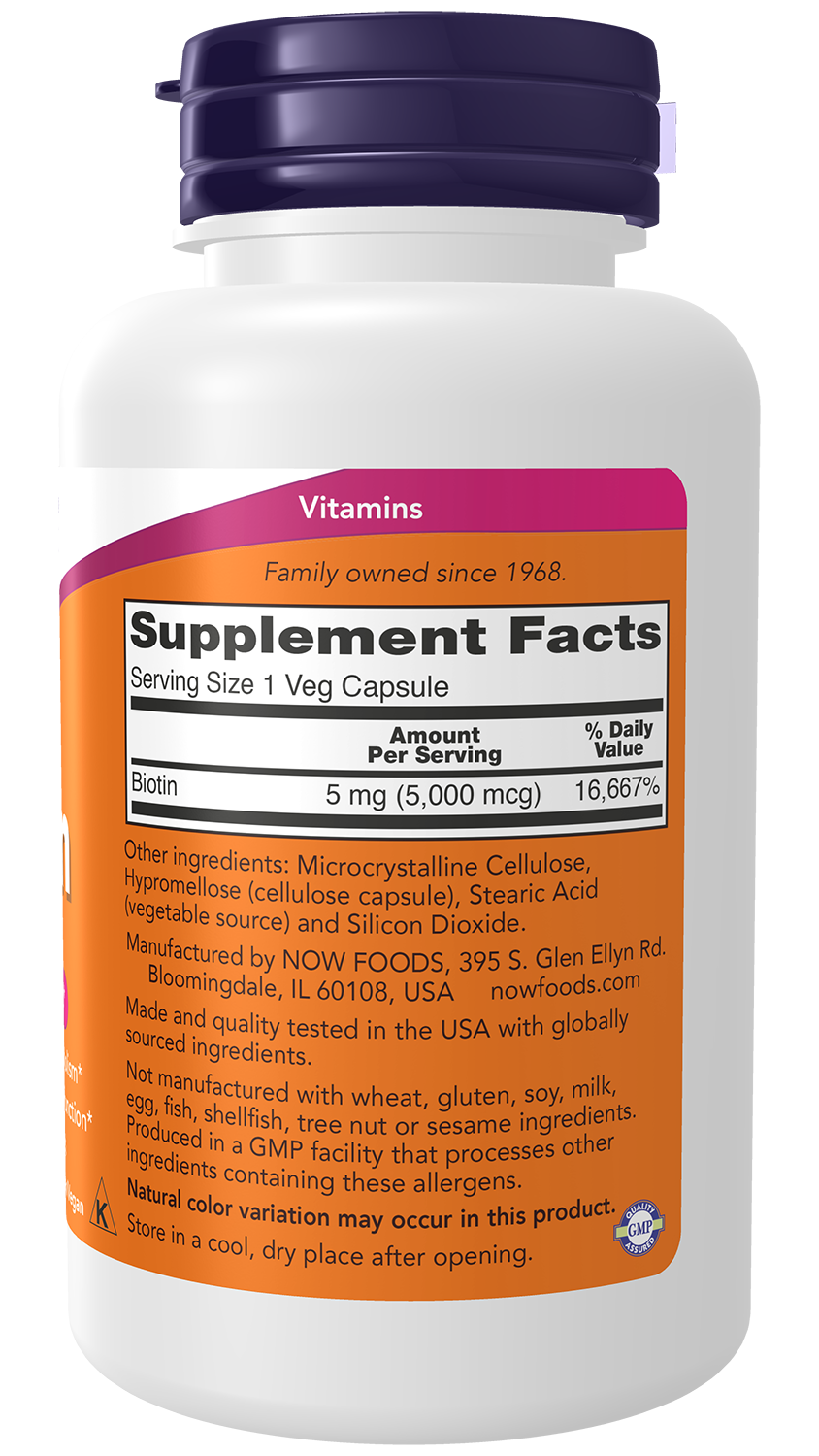 NOW Supplements, Biotin 5,000 mcg, Amino Acid Metabolism*, 120 Veg Caps