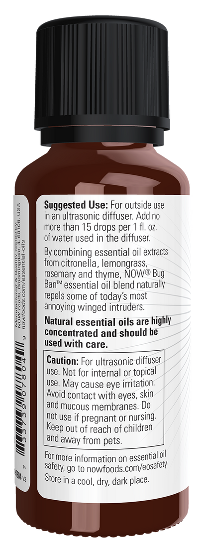 NOW Essential Oils, Bug Ban™ Oil Blend, Outdoor Undiluted Blend, 1 fl. oz