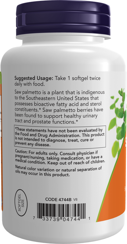 NOW Supplements, Saw Palmetto Extract 160 mg, Men's Health*, 240 Softgels