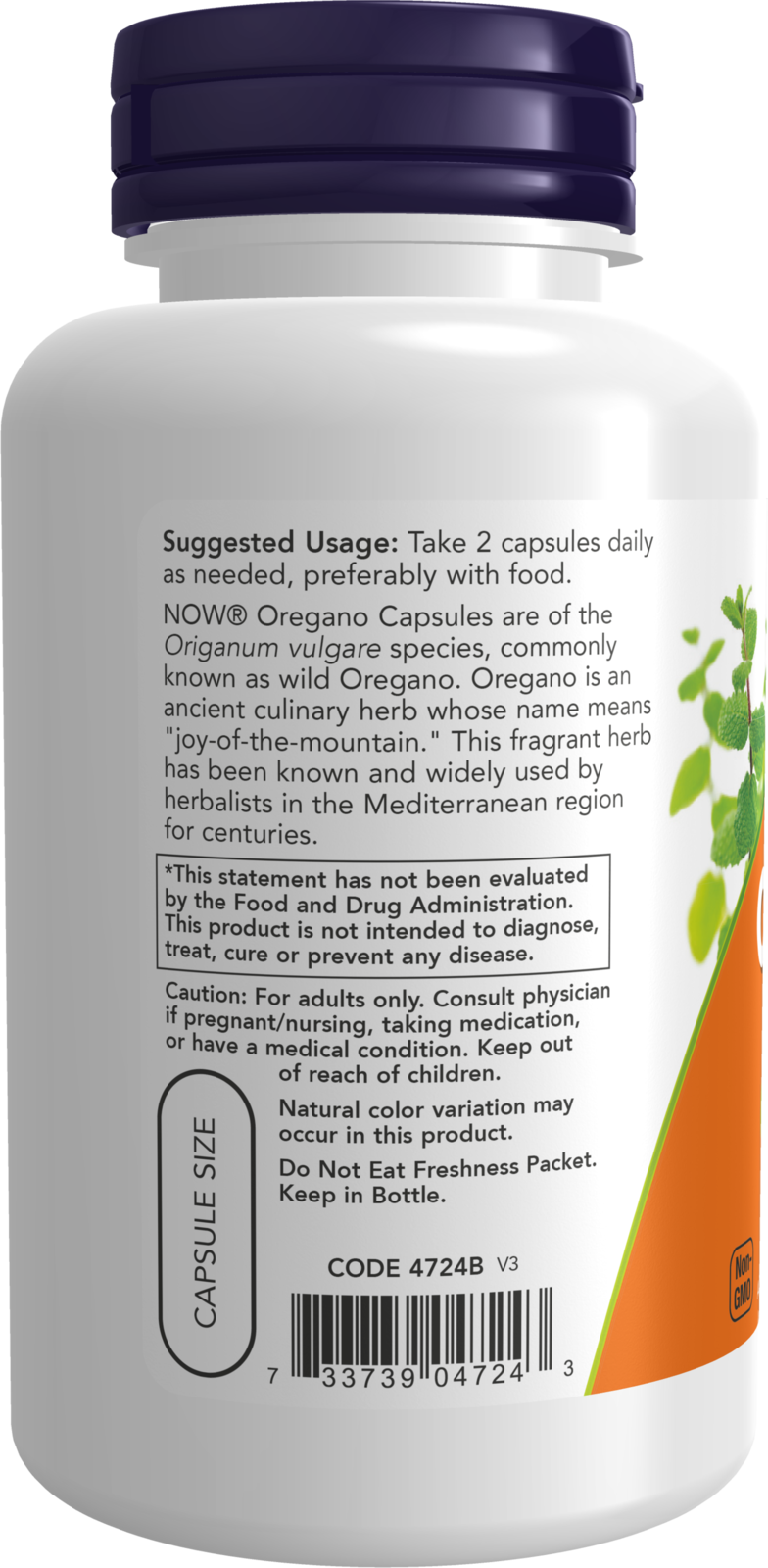 NOW Supplements, Oregano 450 mg, Free Radical Scavenger*, 100 Veg Caps