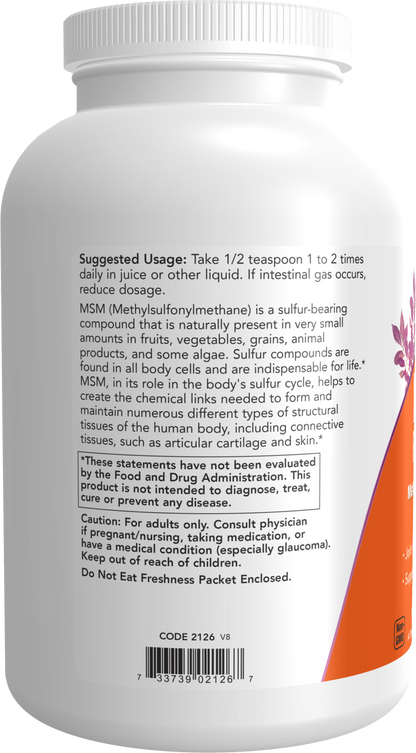 NOW Supplements, MSM Powder, Joint Health*, 1 lb