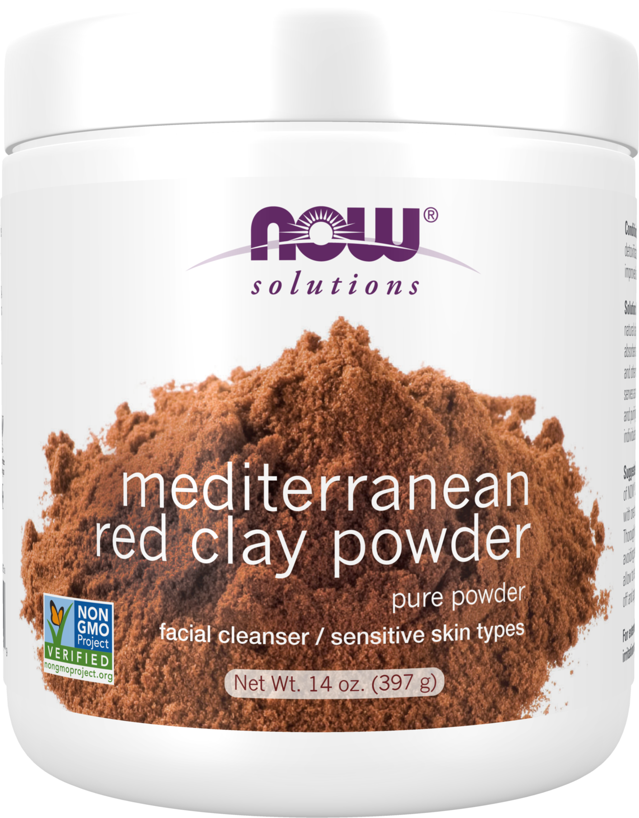 NOW Solutions, Mediterranean Red Clay Powder, Sensitive Skin Mask, 14 oz