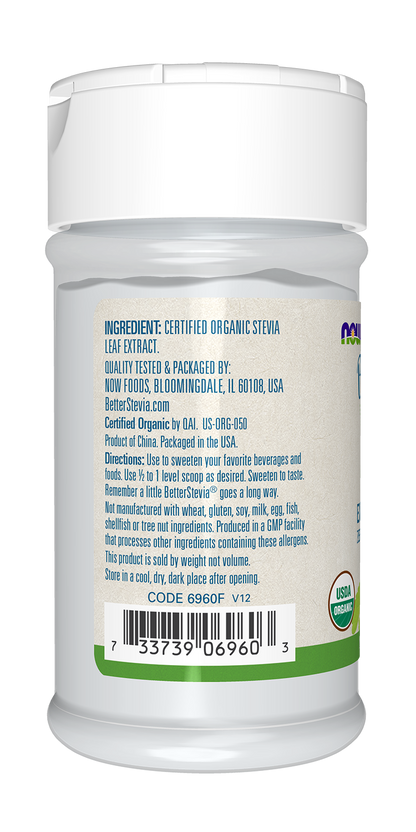 NOW BetterStevia® Organic Zero-Calorie Extract Powder, 1 oz