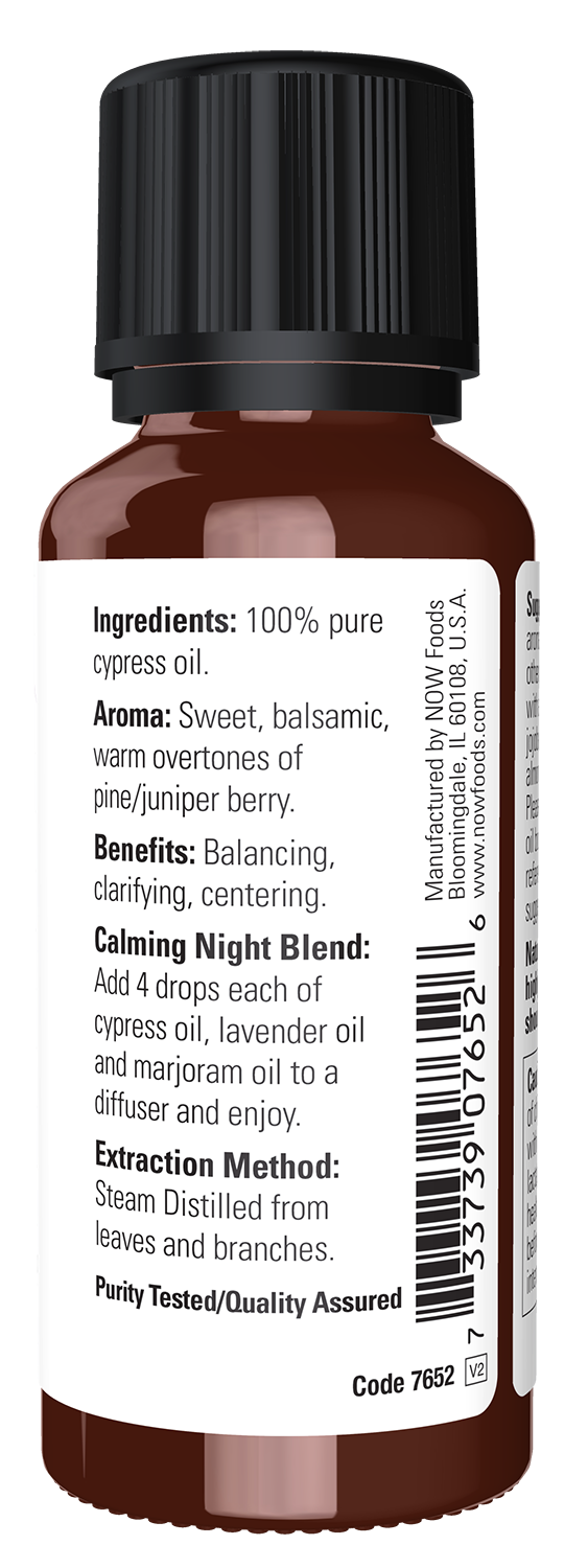NOW Essential Oils, Cypress Oil, Undiluted, Steam Distilled, 1 fl. oz