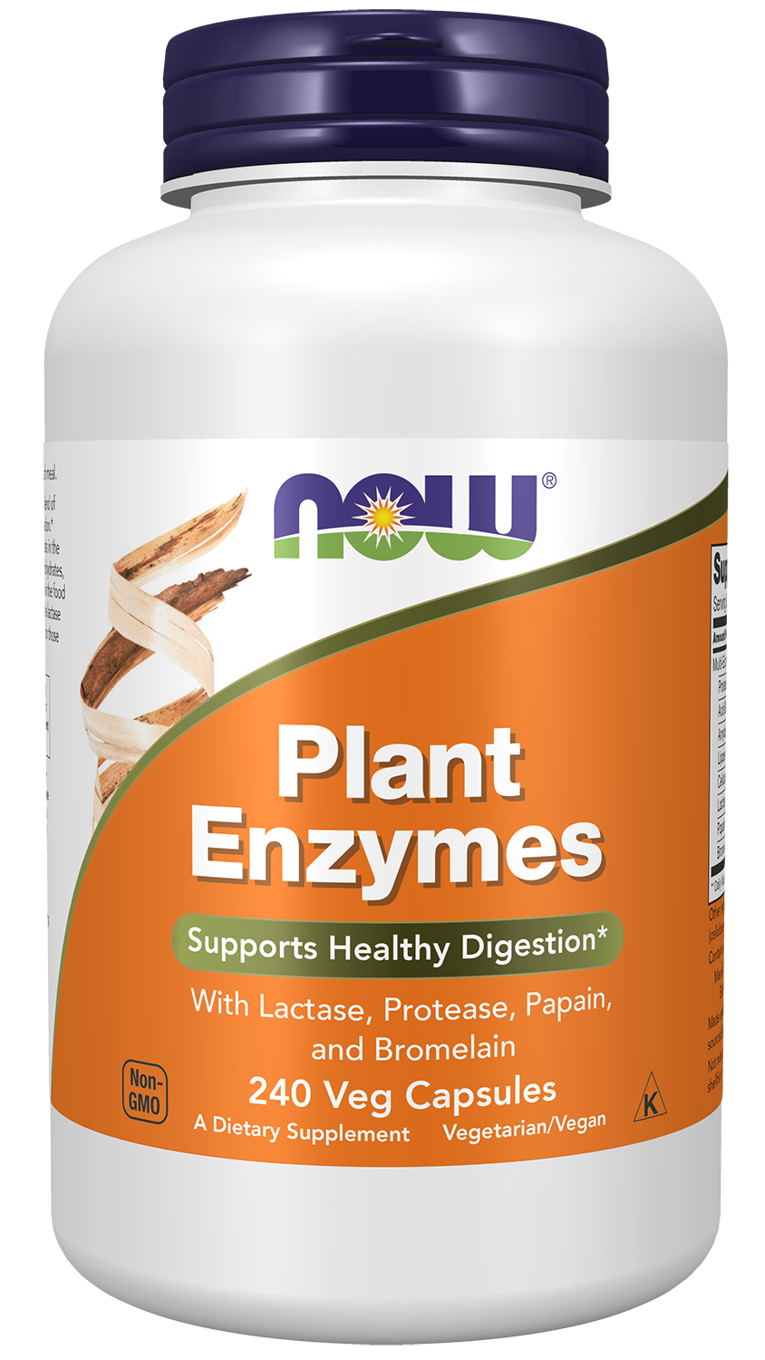 NOW Supplements, Plant Enzymes, Lactase, Protease, Bromelain, 240 Veg Caps