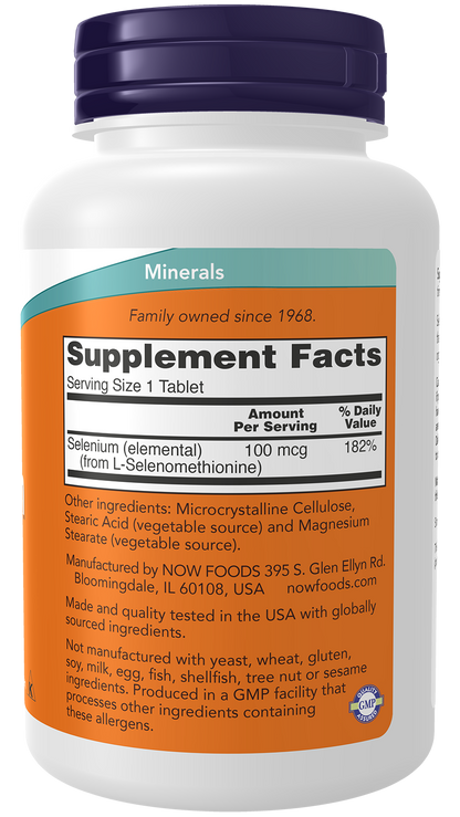 NOW Supplements, Selenium 100 mcg, Essential Mineral, 250 Tabs