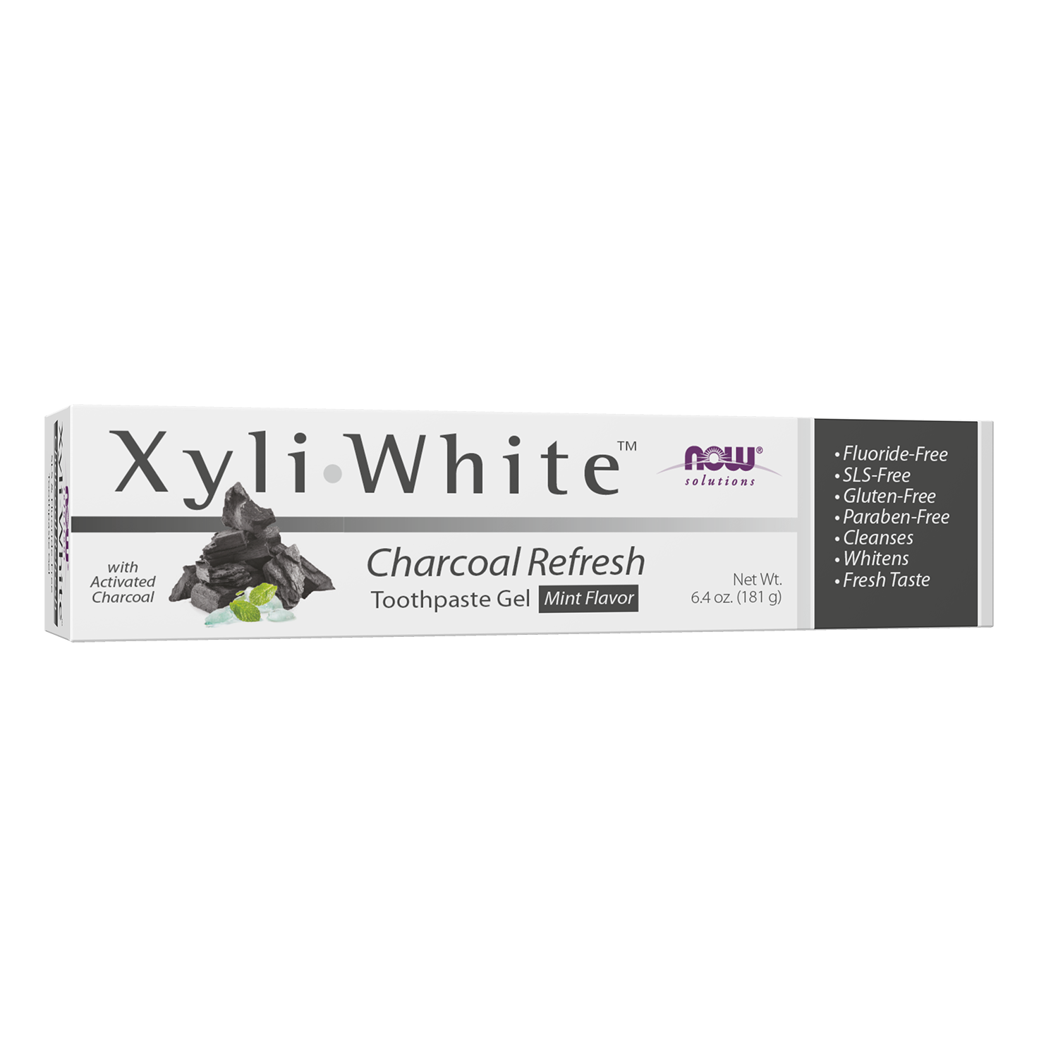 NOW Solutions, Xyliwhite™ Toothpaste Gel, Charcoal Refresh, Mint, 6.4 oz