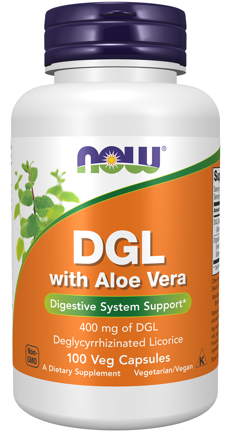 NOW Supplements, DGL with Aloe Vera, 100 Veg Caps