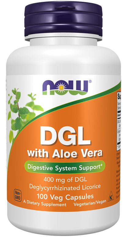 NOW Supplements, DGL with Aloe Vera, 100 Veg Caps