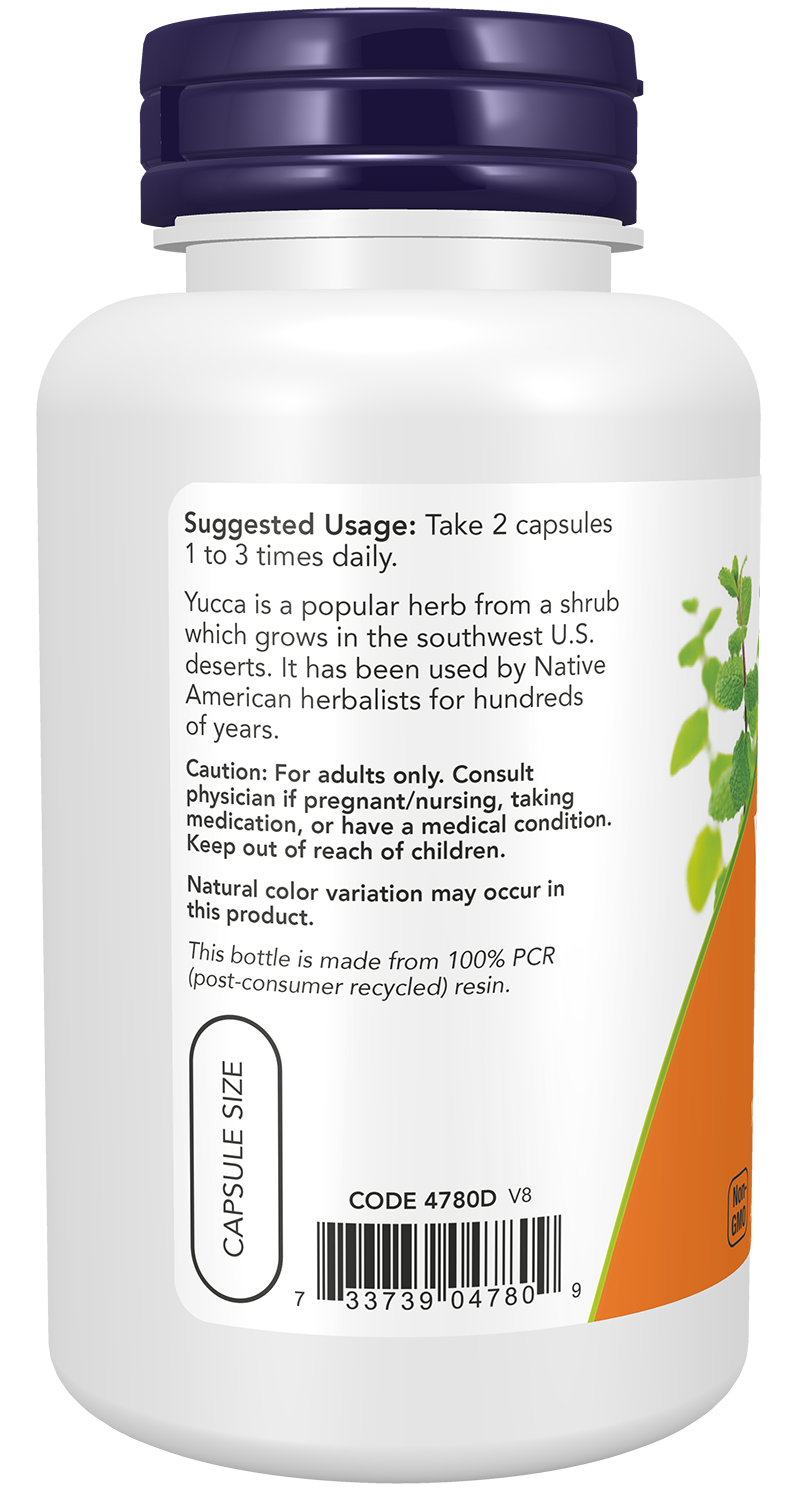NOW Supplements, Yucca (Yucca spp.) 500 mg, Herbal Supplement, 100 Caps