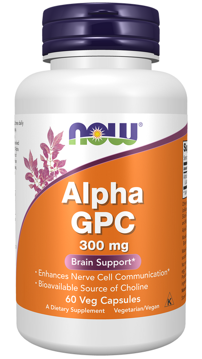 NOW Supplements, Alpha GPC 300 mg, Brain Support*, 60 Veg Caps