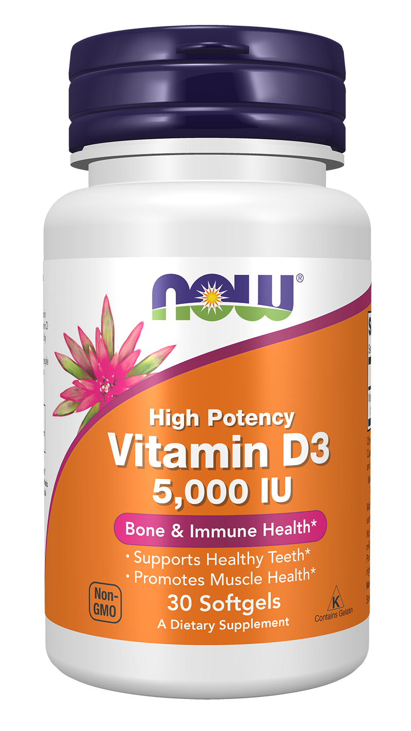NOW Supplements, Vitamin D3 5,000 IU, Structural Support*, 30 Softgels