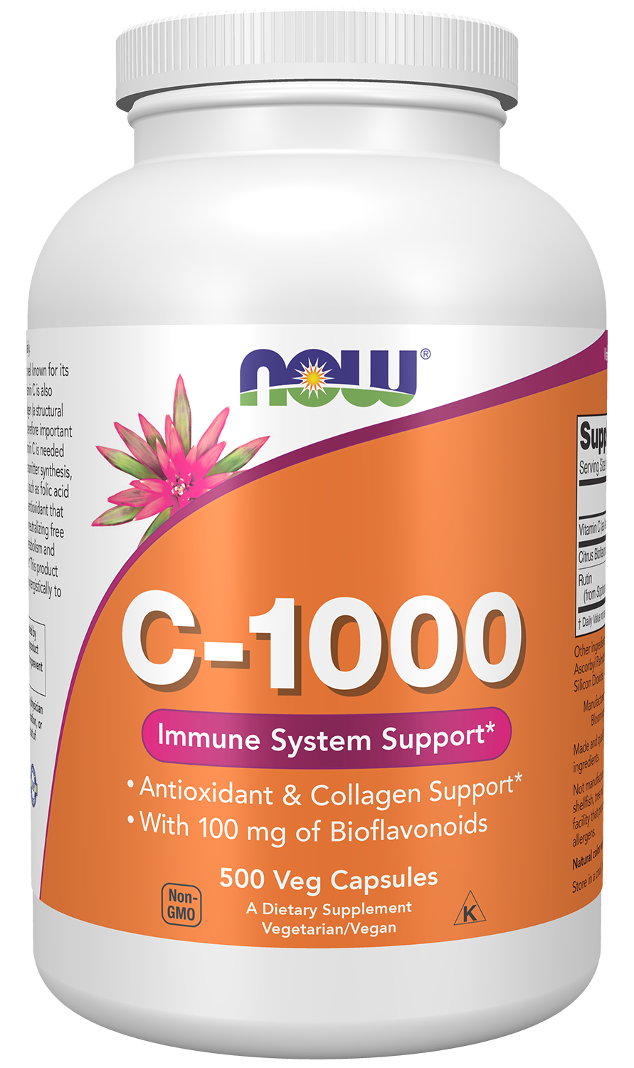 NOW Supplements, Vitamin C-1,000 with 100 mg of Bioflavonoids, 500 Veg Caps