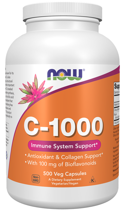 NOW Supplements, Vitamin C-1,000 with 100 mg of Bioflavonoids, 500 Veg Caps