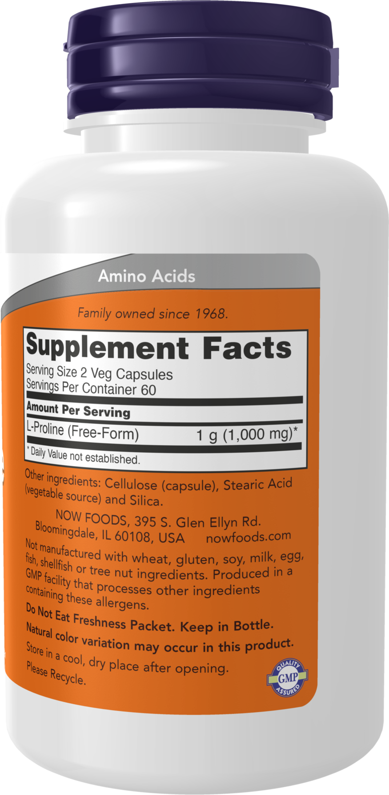 NOW Supplements, L-Proline 500 mg, Collagen Production*, 120 Veg Caps