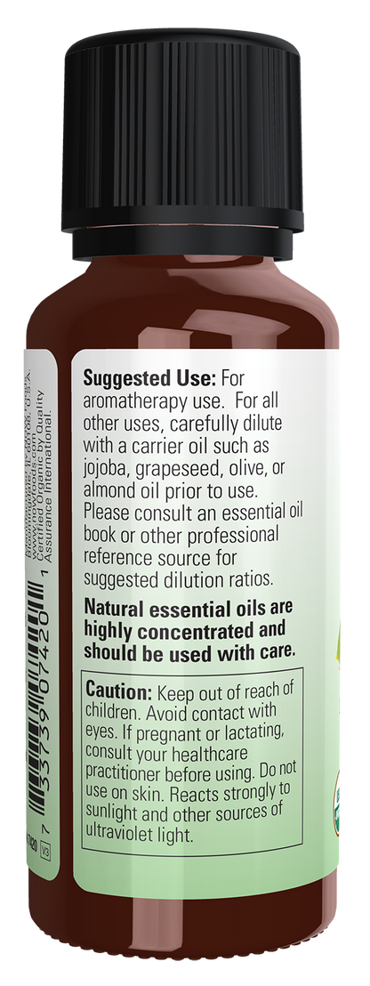 NOW Essential Oils, Organic Lemon Oil, Cold Pressed, Undiluted, 1 fl. oz