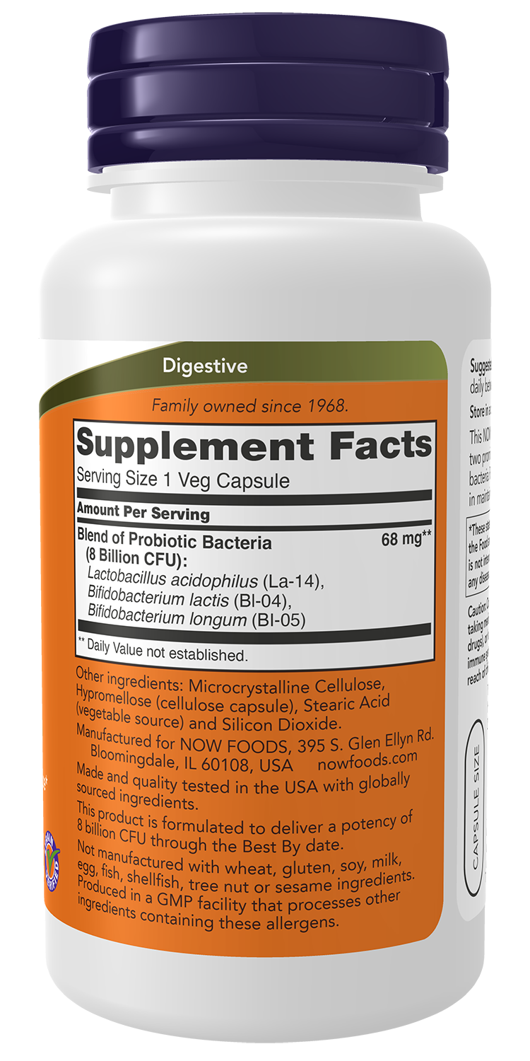 NOW Supplements, 8 Billion Acidophilus & Bifidus, Probiotic, 120 Veg Caps