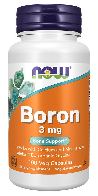 NOW Supplements, Boron 3 mg, Structural Support*, 100 Veg Caps