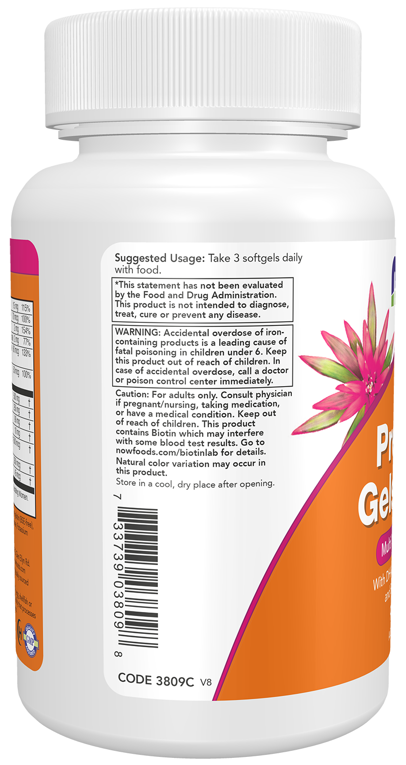 NOW Supplements, Prenatal Gels + DHA with 250 mg DHA, 90 Softgels